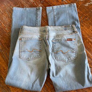 NWOT* 7 for ALL MANKIND * lt wash STRETCH Bootcut JEANS *embroidered pkts* sz 29
